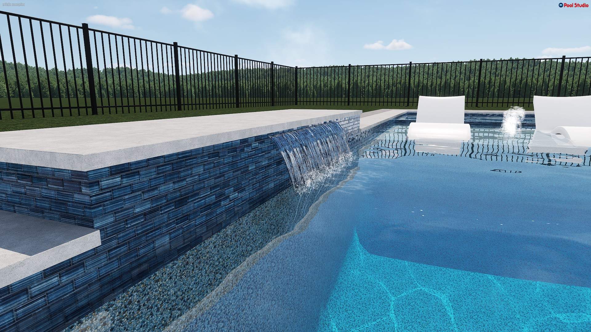New Pool with Glass Tile Spillover in WELLEN PARK — Nelson Pool Company