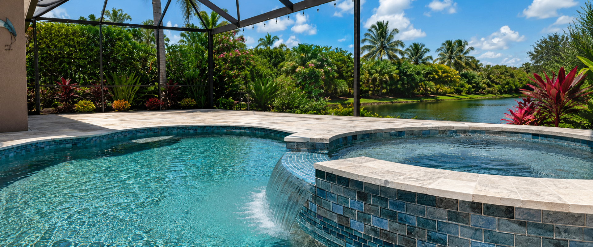 Before and after pool transformation with raised spa by Nelson Pool Company