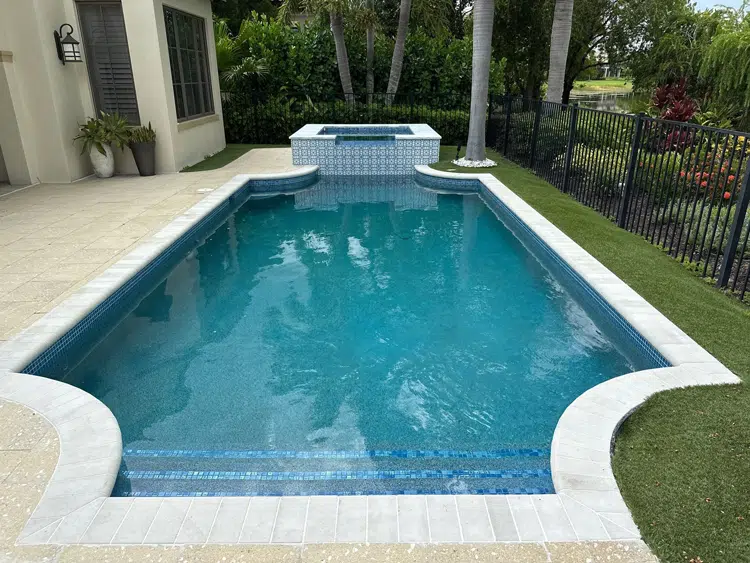 Before and after complete backyard pool remodel in Lakewood Ranch FL — after