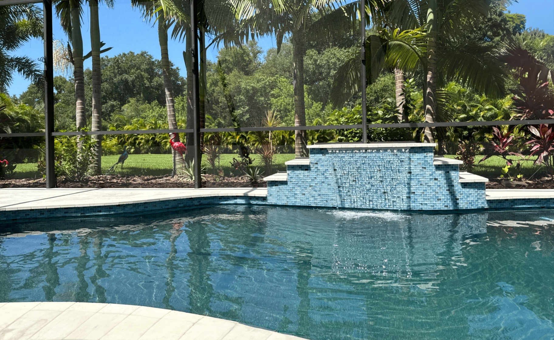 Parrish Pool Renovation with Glass Tile Waterfall Feature in Parrish — Nelson Pool Company