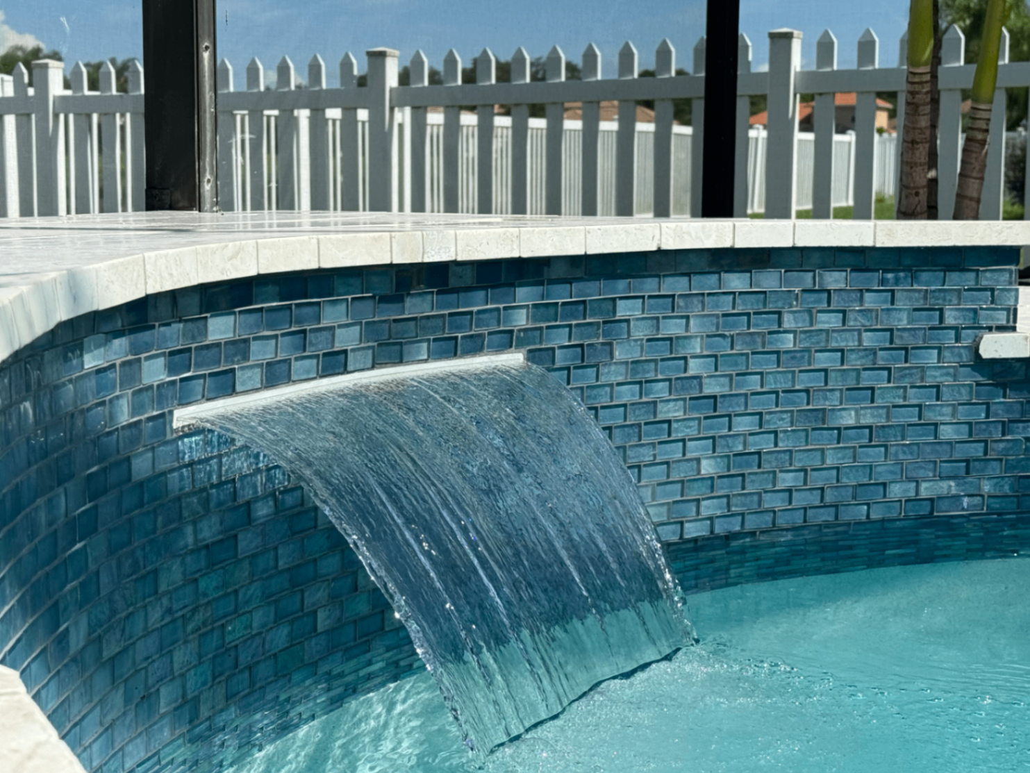 Wellen Park Pool Renovation with Sheer Descent Waterfall & Glass Tile in Wellen Park — Nelson Pool Company