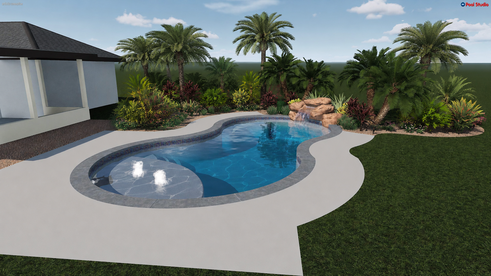 Freeform Pool with Rock Waterfall in Parrish — Nelson Pool Company
