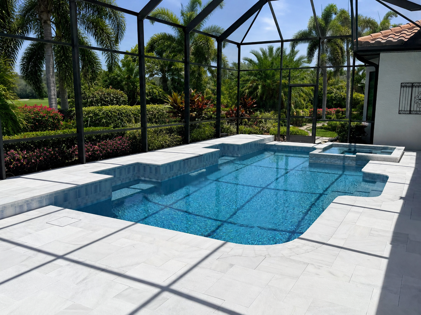 Modern Pool Renovation with Marble Deck & Raised Spa in Lakewood Ranch — Nelson Pool Company