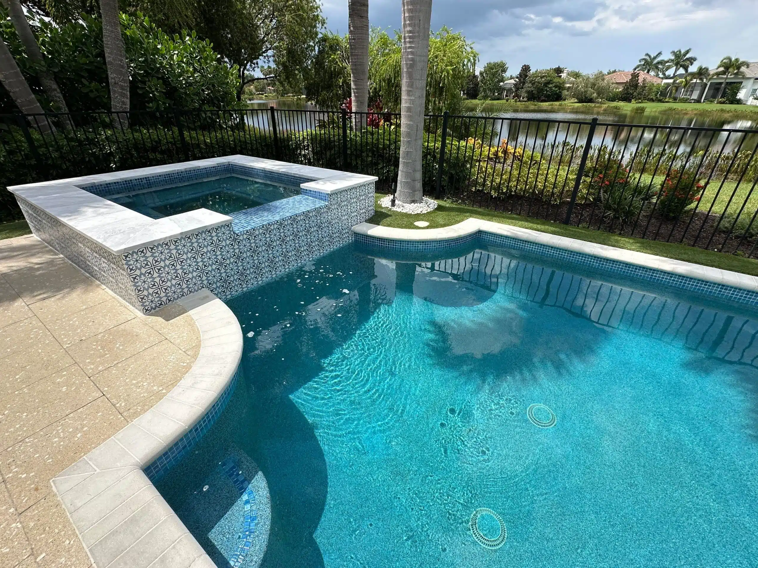 Before and after pool and spa remodel in Lakewood Ranch FL by Nelson Pool Company — after